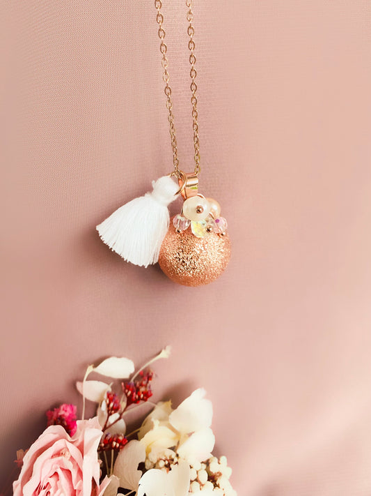 Bola de grossesse or rose givrée et breloque en cristaux