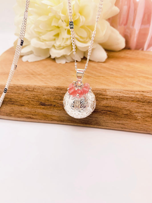 Bola de grossesse rosace argent et pierres semi précieuse au choix