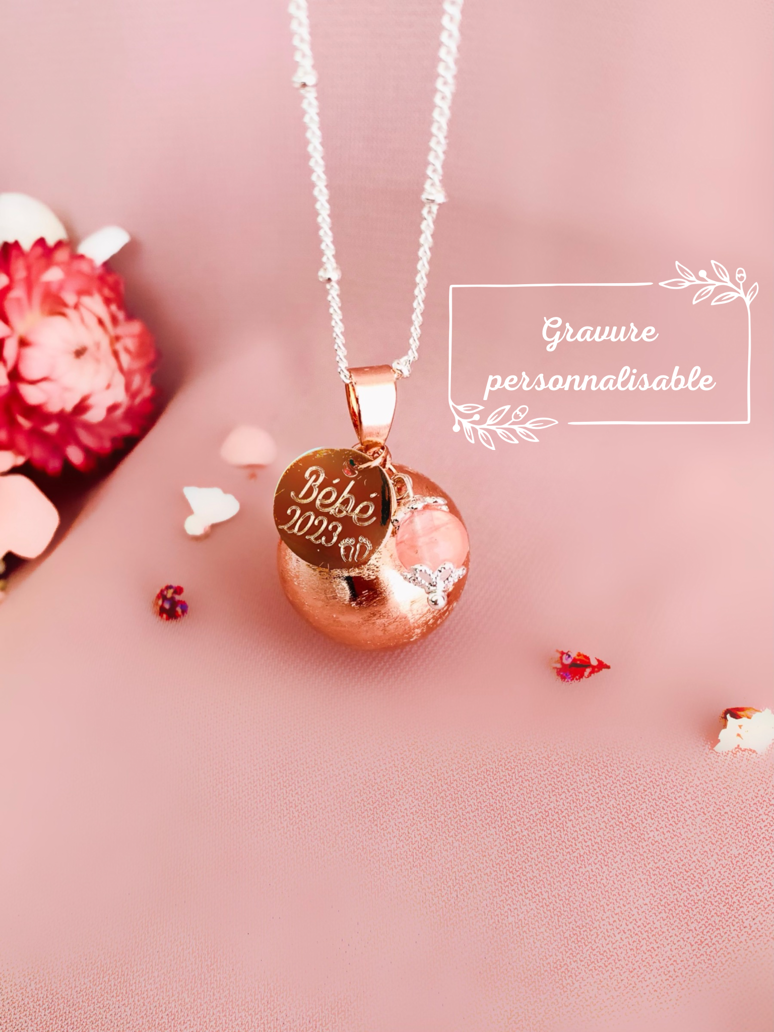Necklace Collier Femme Enceinte Bola BOLA De Grossesse Or Rose