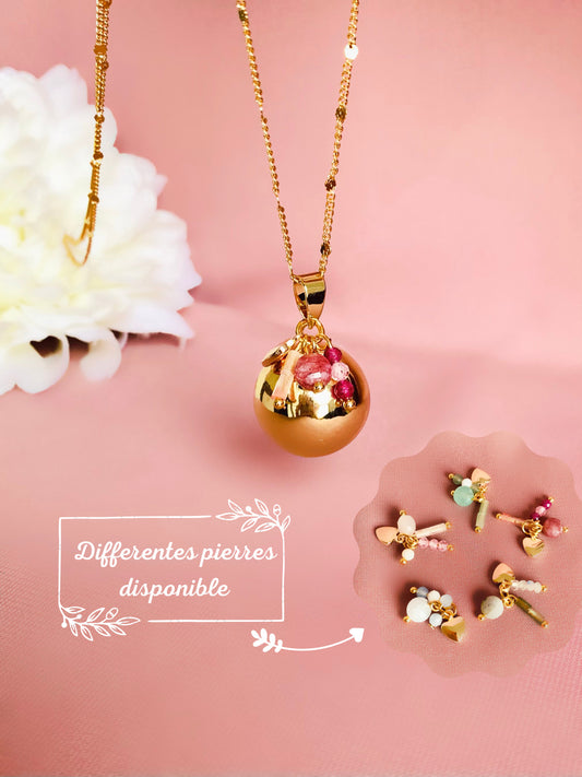 Bola de grossesse doré avec pierre naturelle – PetitBola