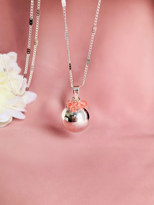 Bola de grossesse argent et pierres naturelles fait main