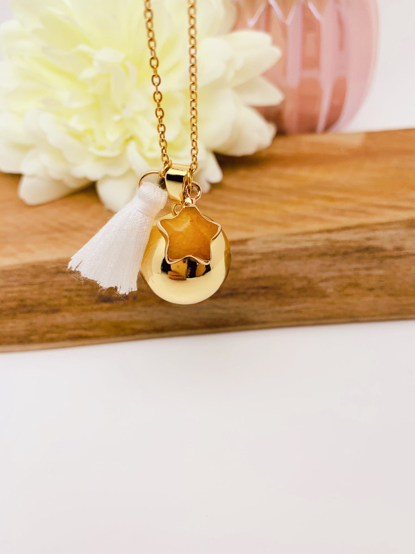 Bola de grossesse plaquée or 18k pendentif citrine