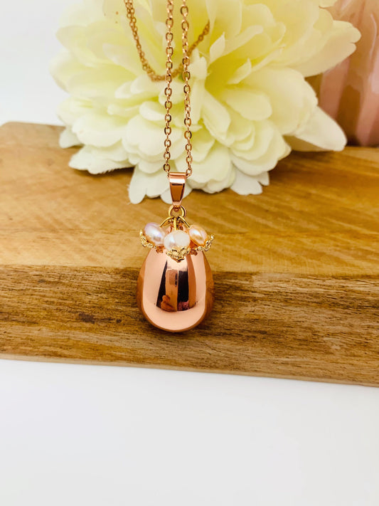 Bola de grossesse goutte d’eau or rose et breloque en perles d’eau douce