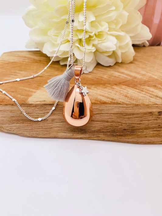 Bola de grossesse goutte d’eau or rose et breloque petite étoile