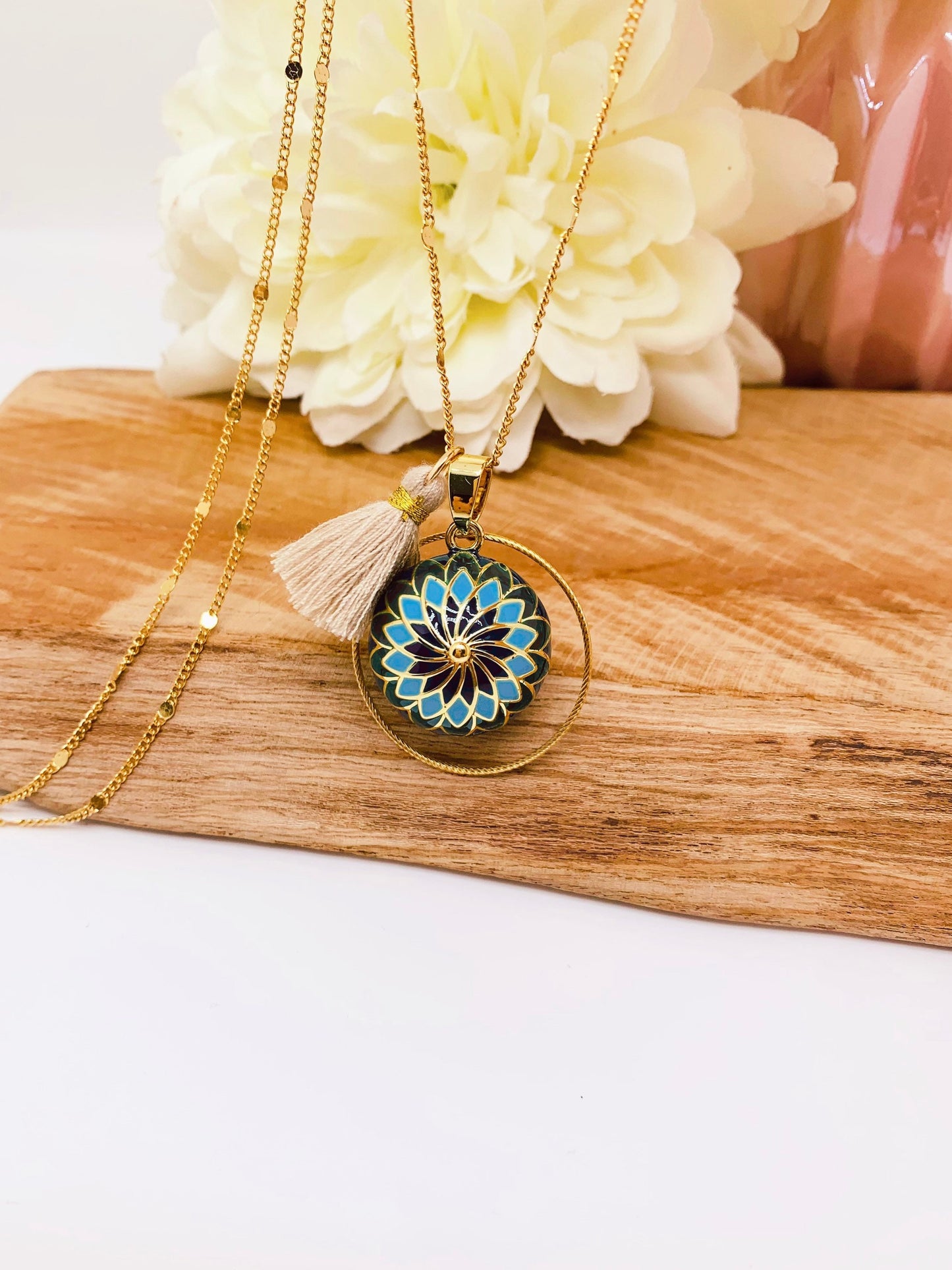 Bola de grossesse or motifs mandala bleu