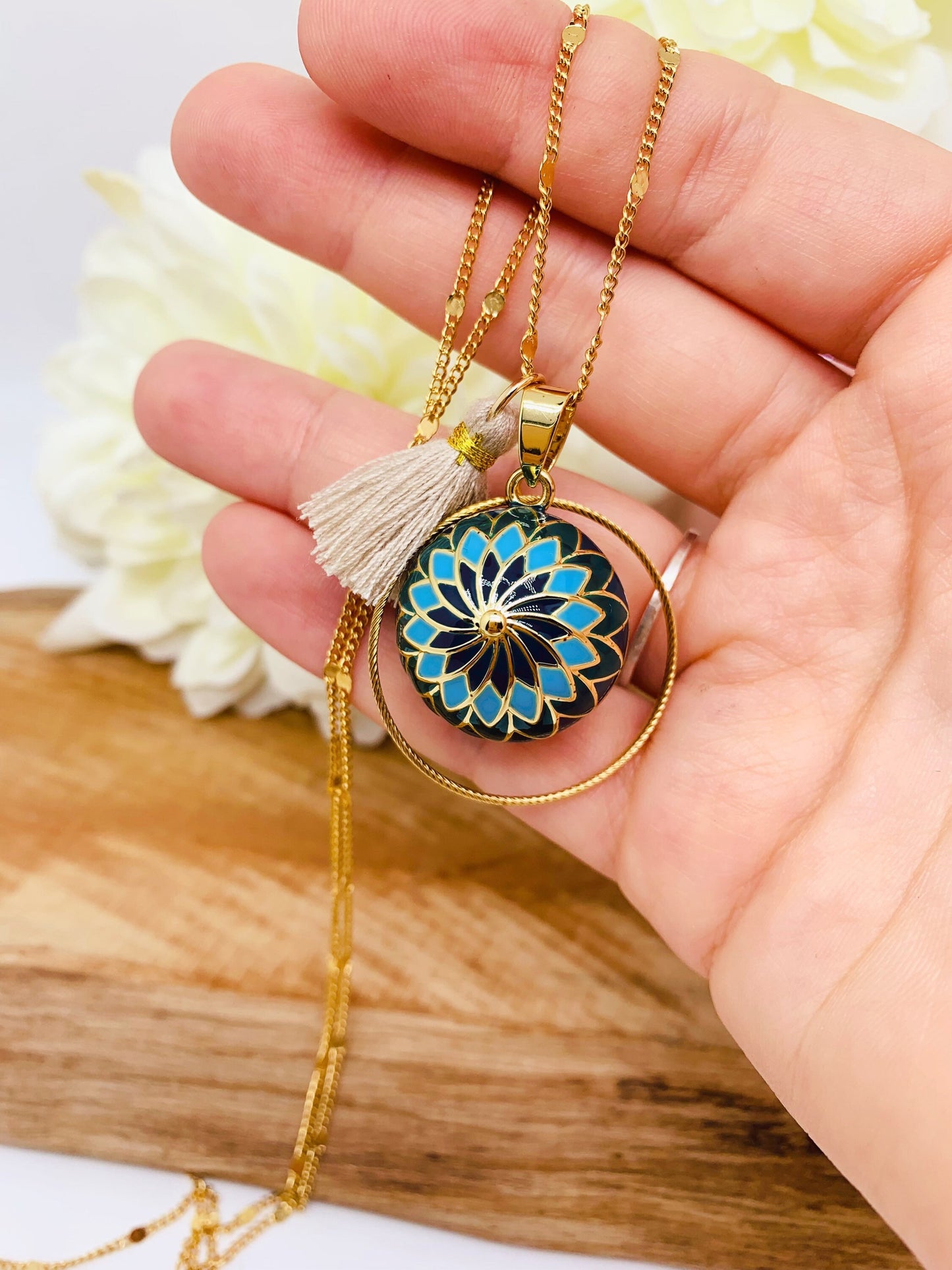 Bola de grossesse or motifs mandala bleu